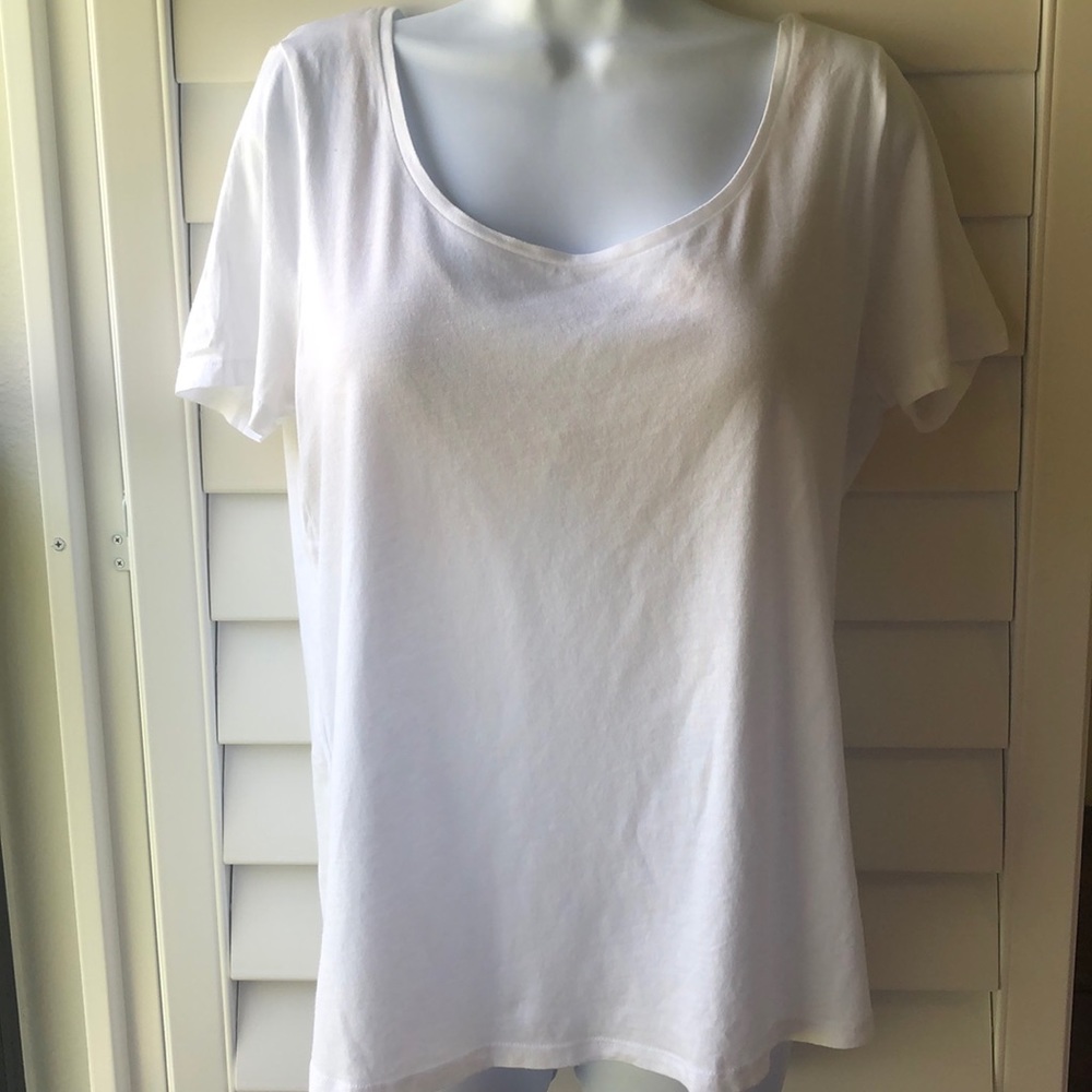 Loft White Scoop Neck T-shirt
